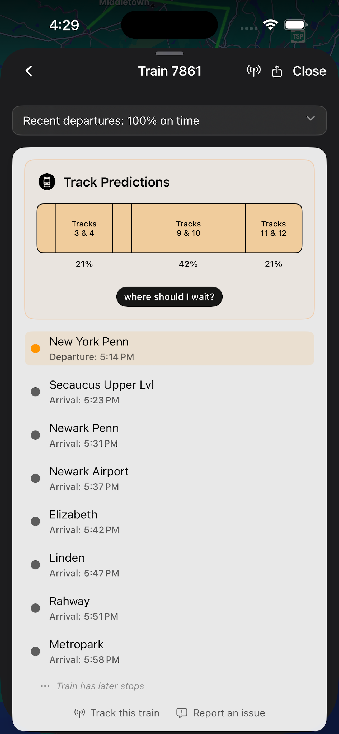 Track prediction for Penn Station